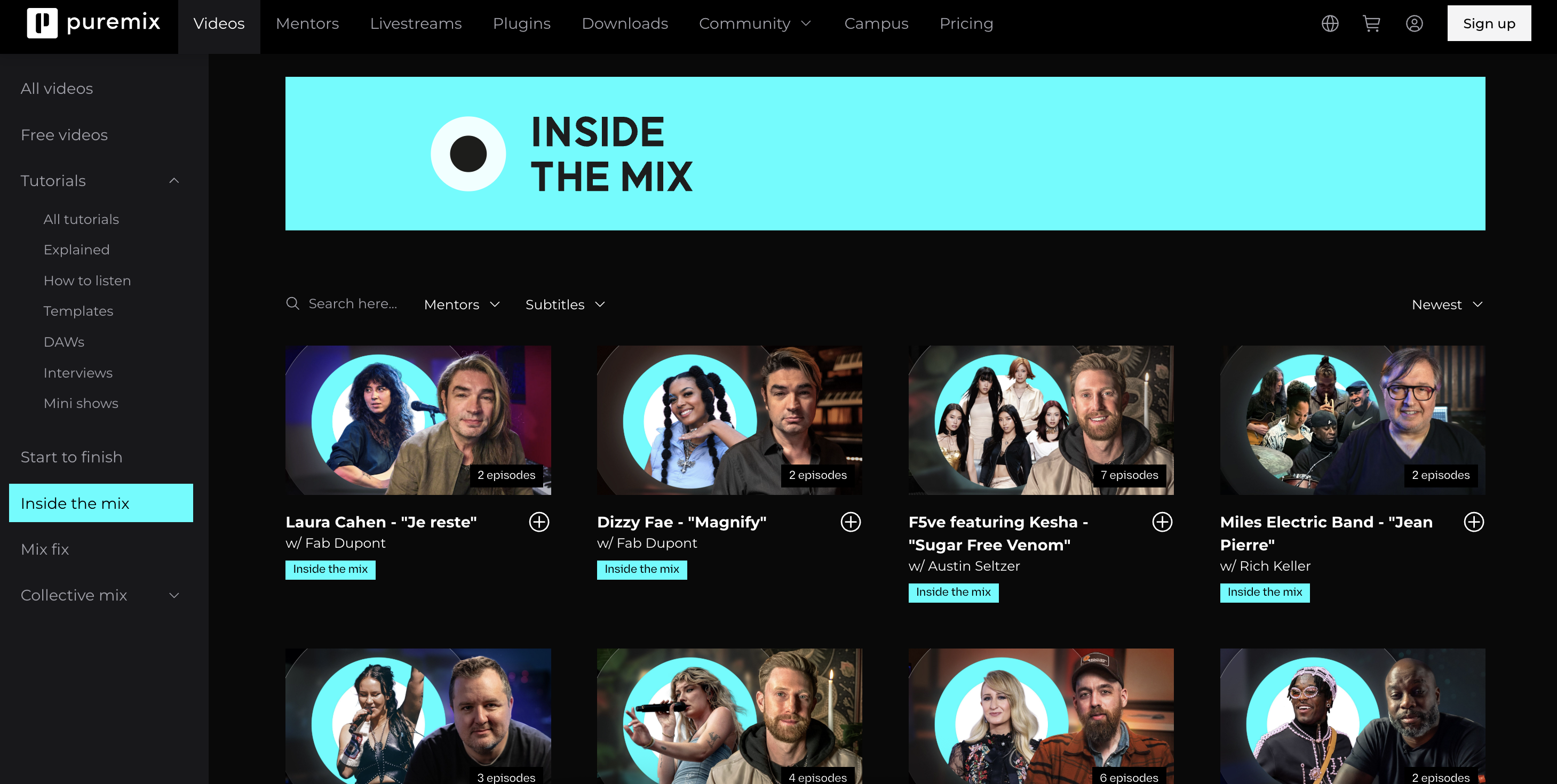 Inside the mix page